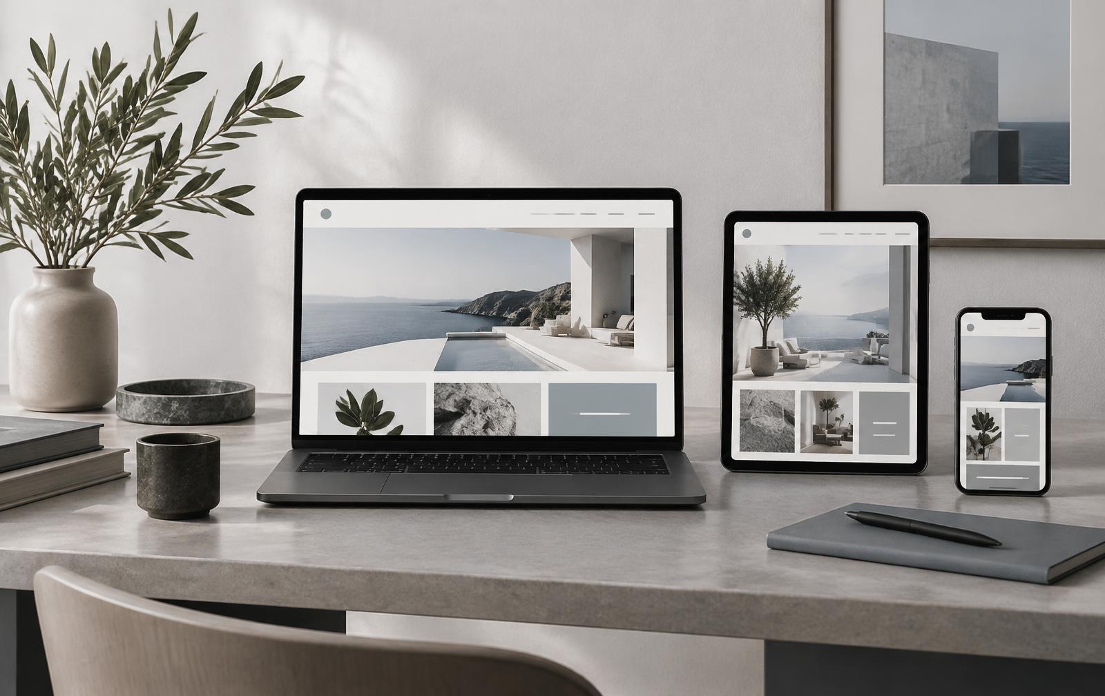 Fertige Website auf Laptop, Tablet und Smartphone